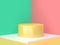 Yellow cylinder pink green wall abstract scene minimal 3d render background