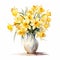 Yellow Daffodils In Vase: Realistic Watercolor Clip Art