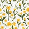 Yellow daisy summer seamless pattern