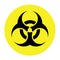 Yellow Danger Coronavirus Biohazard Warning. Biohazard symbol, sign of biological threat alert . Lockdown pandemic stop Coronaviru