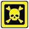 Yellow danger sign with skull