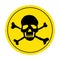 Yellow danger sign with skull. Round danger sign.