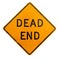 A yellow dead end sign on a white background