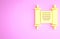 Yellow Decree, paper, parchment, scroll icon icon isolated on pink background. Chinese scroll. Minimalism concept. 3d