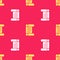 Yellow Decree, paper, parchment, scroll icon icon isolated seamless pattern on red background. Vector