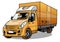 yellow delivery truck with cardboard box trucking