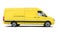 Yellow delivery van, side view with blank panels isolated on a white background