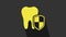 Yellow Dental protection icon isolated on grey background. Tooth on shield logo. 4K Video motion graphic animation