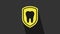 Yellow Dental protection icon isolated on grey background. Tooth on shield logo icon. 4K Video motion graphic animation