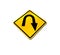 Yellow diamond u-turn road sign