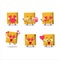 Yellow dice cartoon character with love cute emoticon