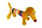 Yellow dog of an amigurumi knitted a hook from yarn