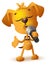 Yellow dog singing solo microphone