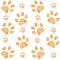 Yellow doodle paw print pattern background