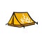 Yellow doodle tent illustration with white pattern