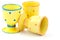 Yellow dotted ceramic egg-cups