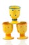 Yellow dotted ceramic egg-cups