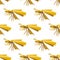 Yellow dragonfly seamless pattern in origami style