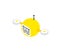 Yellow drone robot programmer monitors the system drivers diagnostics. Information spy. Icon vector logo technology.