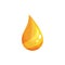 Yellow drop of rapeseed, vegetable or olive oil. Falling golden droplet with highlights and shadows. Simple liquid icon