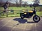 Yellow Ducati scrambler motorcycle