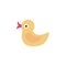 Yellow duck or duckling with red beak in flat style
