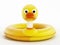 Yellow duck lifebuoy isolated on white background. 3D illustration