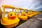 Yellow duck Pedal boat in park.