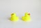 Yellow duck toy on white background. Business, Leadership, Teamwork or Friendship Concept