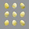 Yellow Easter eggs set, isolated on gray background