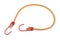 Yellow Elastic strap with a red hooks isolated on white background. Bungee cord, braided nylon stretchy rope