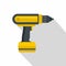 Yellow electric screwdriver drill icon, flat style