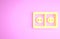 Yellow Electrical outlet icon isolated on pink background. Power socket. Rosette symbol. Minimalism concept. 3d