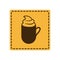 yellow emblem cuppa coffee with cream icon