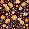 Yellow embroidered flowers. Floral seamless pattern. Print for fabric, textile
