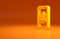 Yellow Emergency mobile phone call to hospital icon isolated on orange background. Minimalism concept. 3d illustration