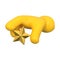 Yellow emoji hand taking or giving star. Isolated gold star prize. Feedback or evaluation mark. Best reward. 3d rendering