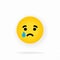 Yellow emoji icon. Crying emoji. Sad face with emoticon. Chat, comment, reaction emotes. Social media concept. Emotion. Vector EPS