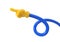 Yellow emoji long flexible twisted hand showing left pointing gesture isolated. Close up tap gestures icon. 3d rendering