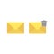 Yellow envelope with recycle bin, delete symbol icon set.