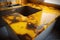 Yellow epoxy resin kitchen countertops. Generative AI