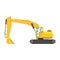 Yellow excavator, heavy industrial machinery, construction equipment vector Illustration