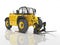 Yellow excavator telescopic loader isolated 3D render on white background with shadow