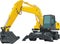 Yellow excavator tractor