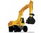 Yellow excavator with wheels