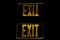 Yellow Exit Sign Reflection on Black