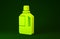 Yellow Fabric softener icon isolated on green background. Liquid laundry detergent, conditioner, cleaning agent, bleach