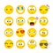 Yellow face emoji collection on white background, Set of smiley emoji characters, Emoticon, Emotion set, Icon, Expression, Vector 