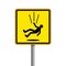 Yellow Fall danger sign, simple vector icon