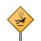 Yellow Fall danger sign, simple vector icon